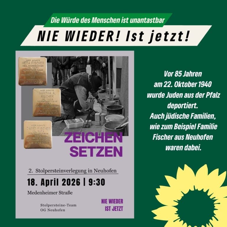 2. Stolpersteinverlegung am 18. April in Neuhofen