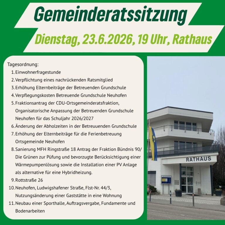 Gemeinderatssitzung 22. Juni 2026