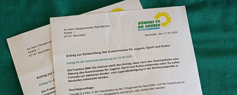 Antrag zur Einberufung des Ausschusses für Jugend, Sport und Kultur